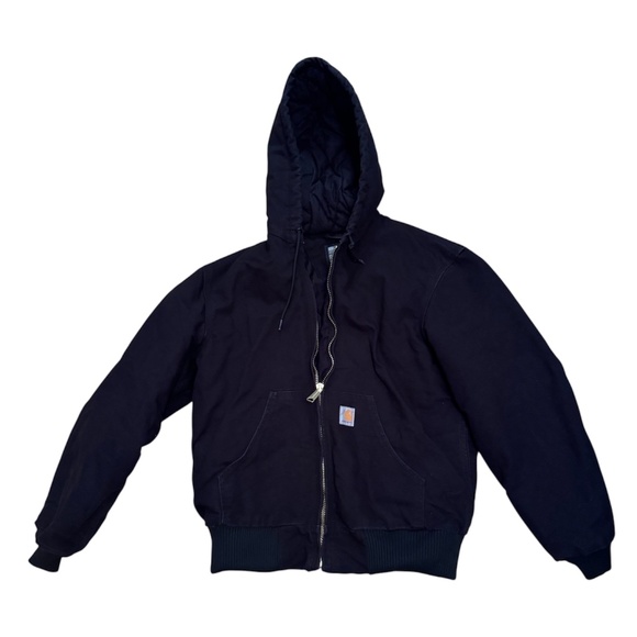 Carhartt Men’s Small Black Heavyweight Hooded Work Jacket Loose Fit - Picture 4 of 4